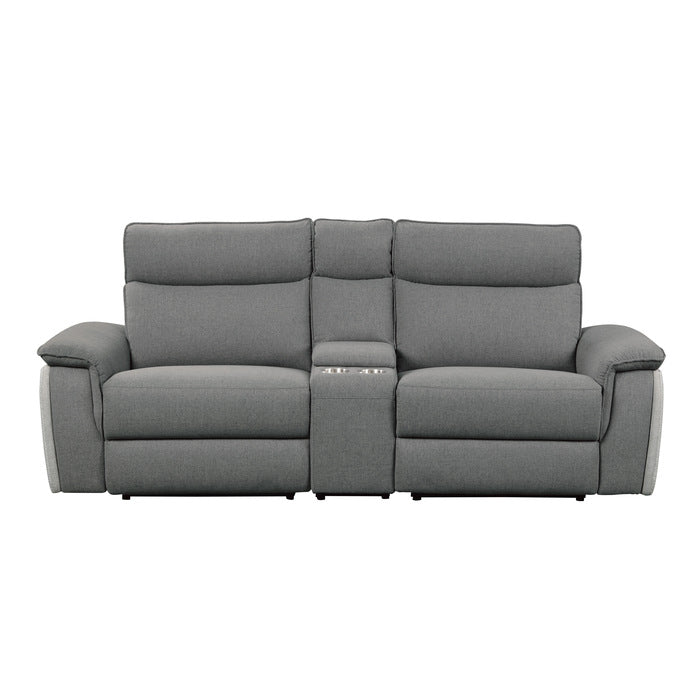 Maroni Gray Power Double Reclining Loveseat w/ Center Console - Ornate Home