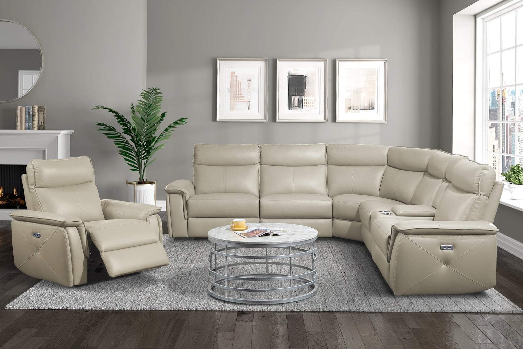 Maroni Taupe 6-Piece Modular Power Reclining Sectional - Ornate Home