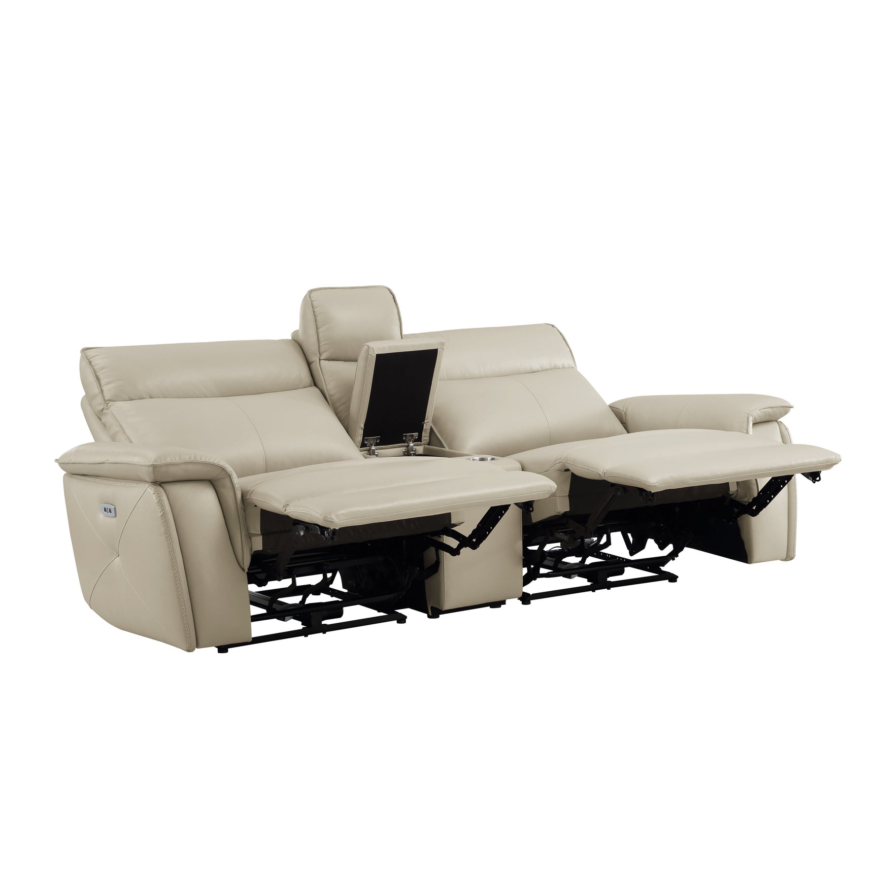 Maroni Taupe Power Double Reclining Loveseat (Console) - Ornate Home