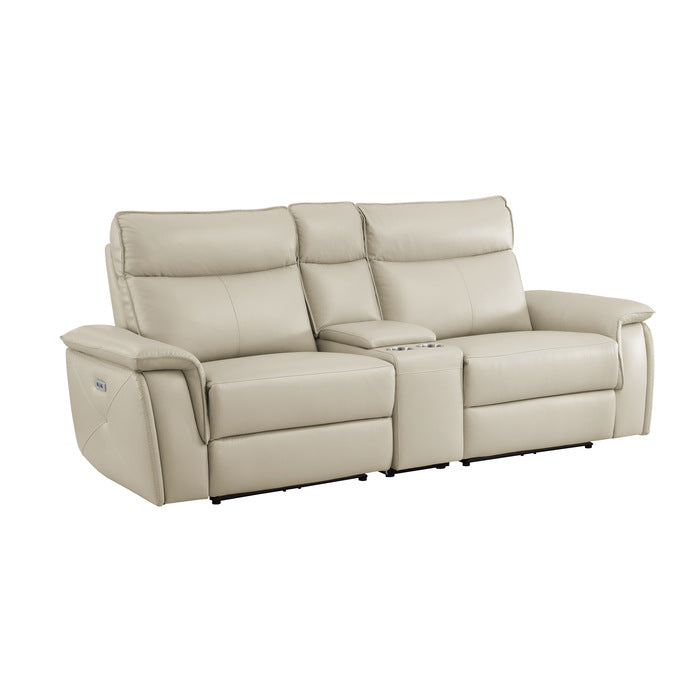 Maroni Taupe Power Double Reclining Loveseat (Console) - Ornate Home