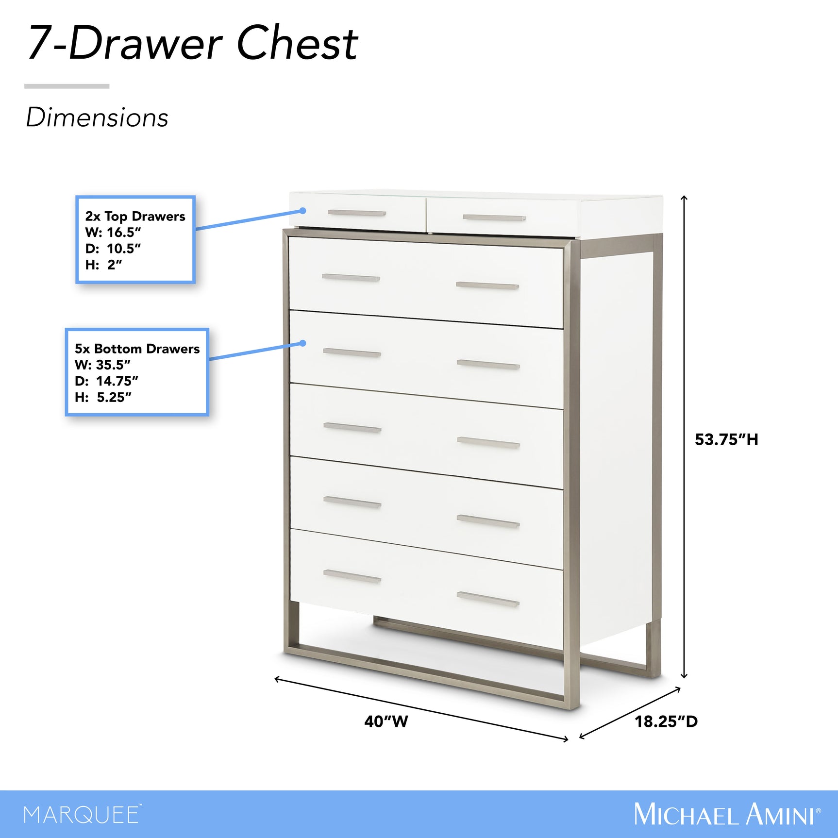Marquee Cloud White 7-Drawer Chest - Ornate Home