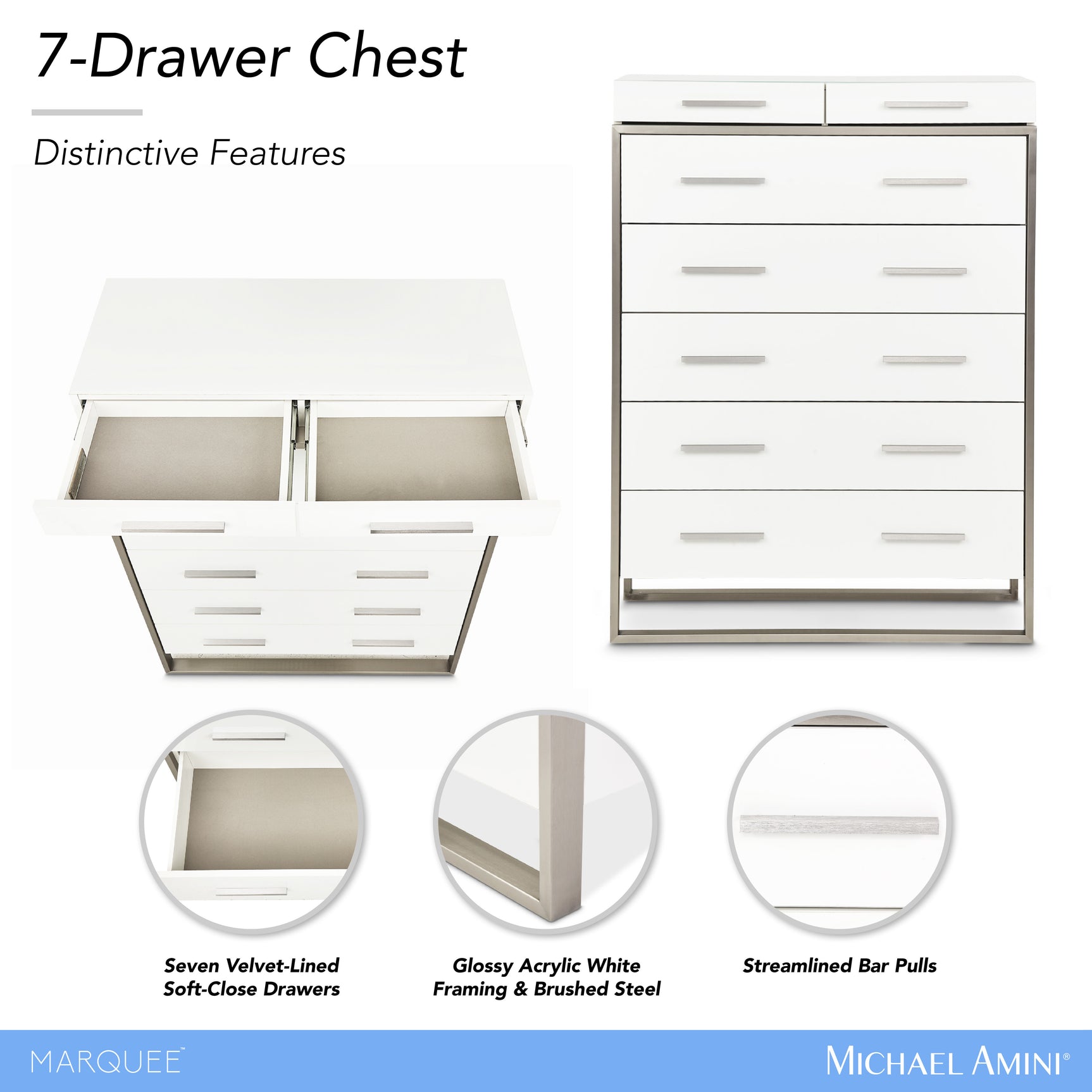 Marquee Cloud White 7-Drawer Chest - Ornate Home