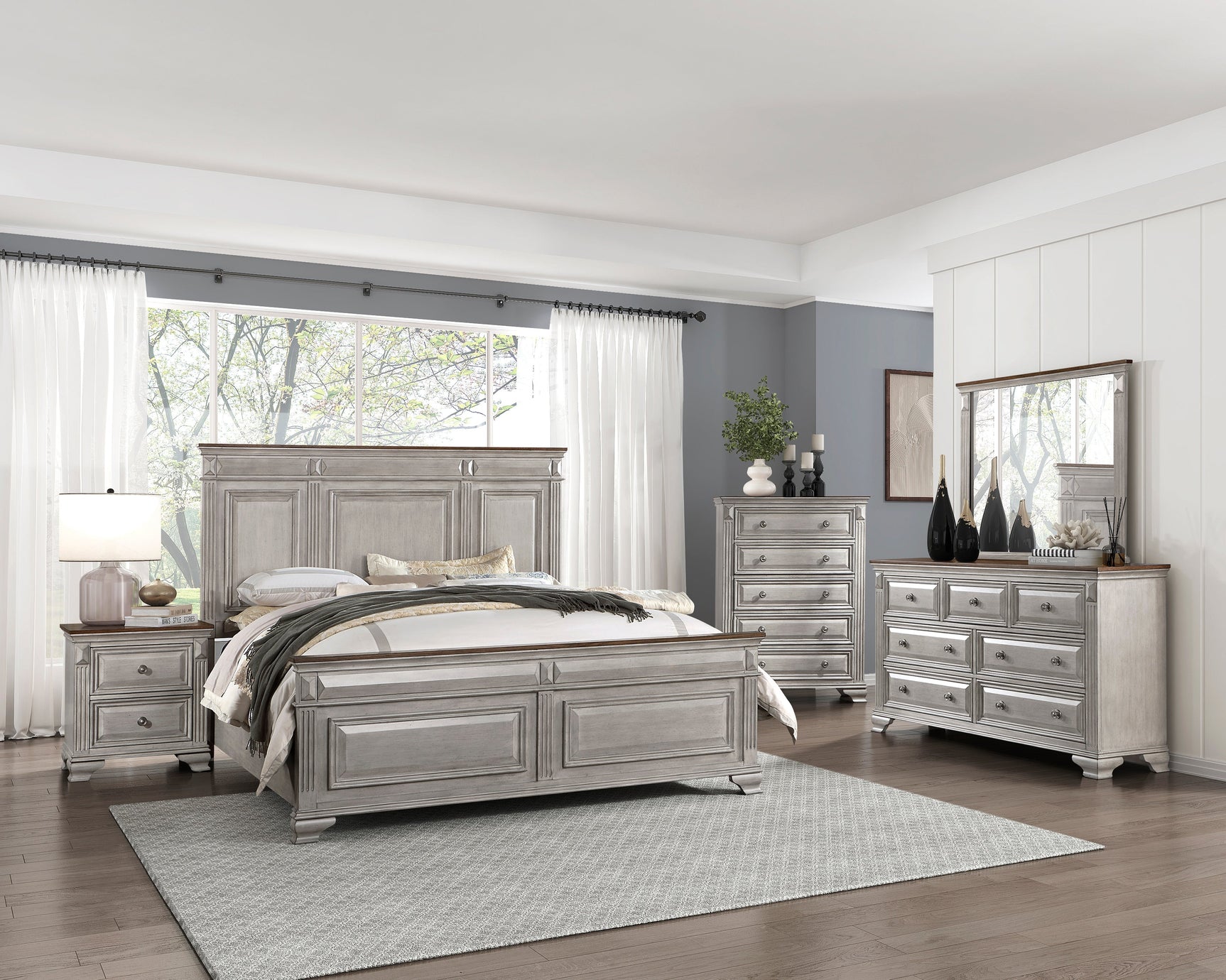 Marquette Brown/Gray Eastern King Bed - Ornate Home