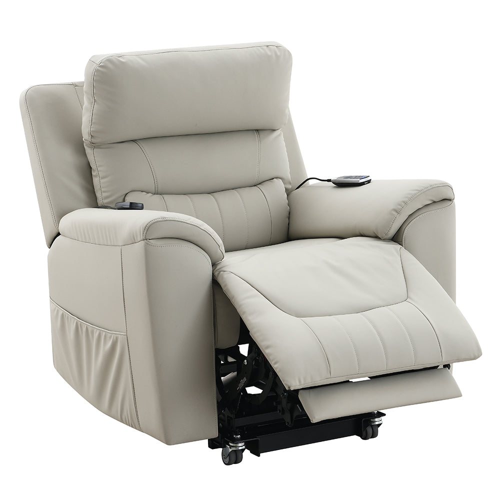 Marsha Light Gray Power Recliner W/Lift & Massage - Ornate Home