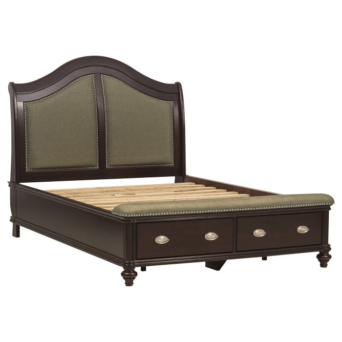 Marston Dark Cherry Eastern King Sleigh Platform Bed - Ornate Home