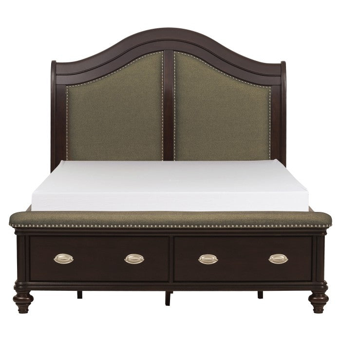 Marston Dark Cherry Queen Sleigh Platform Bed - Ornate Home