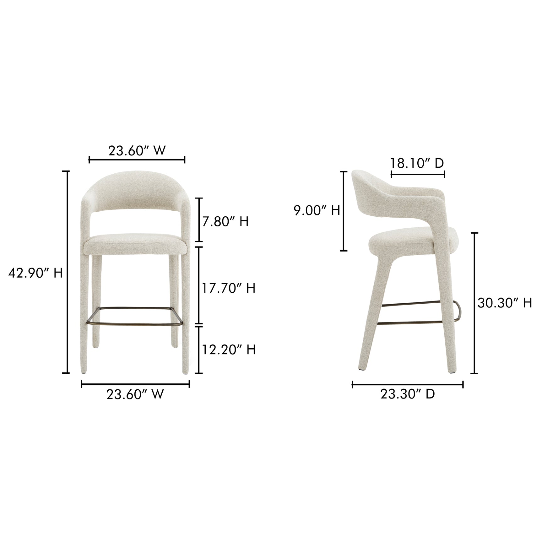 Martens Beige Bar Stool - Ornate Home