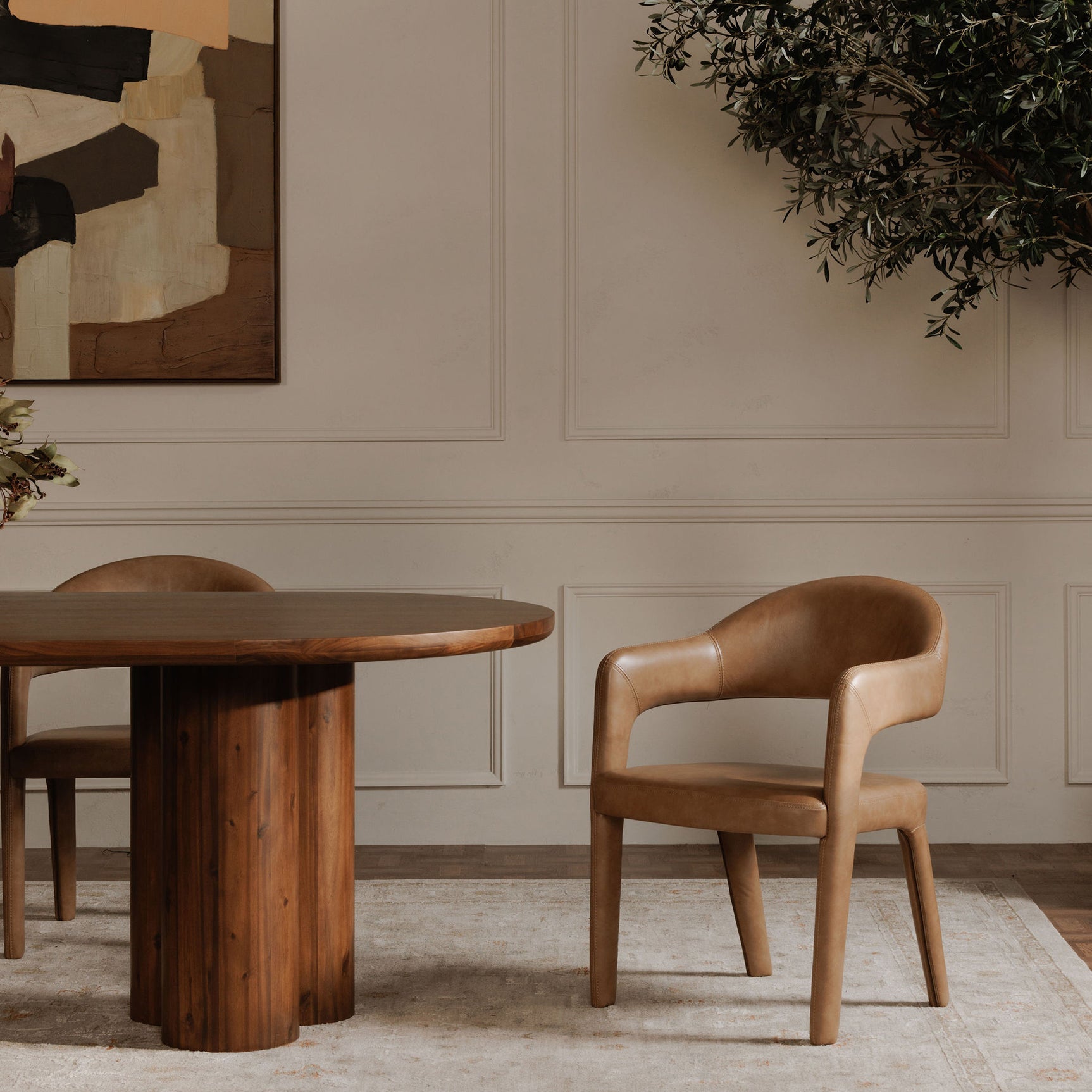 Martens Brown Leather Dining Chair - Ornate Home