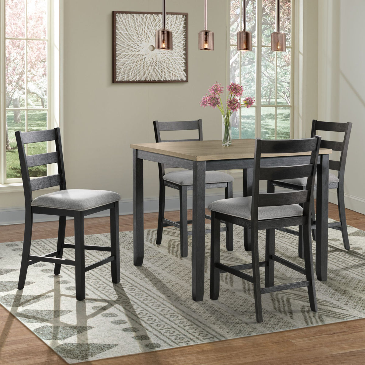 Martin Black/Grey Counter Side Chair (Set of 2) - Ornate Home