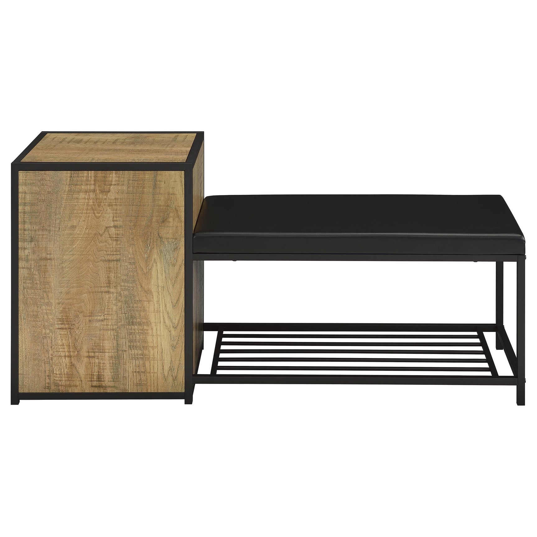Martino Mango/Black Shoe Storage Entryway Bench with Cabinet - Ornate Home