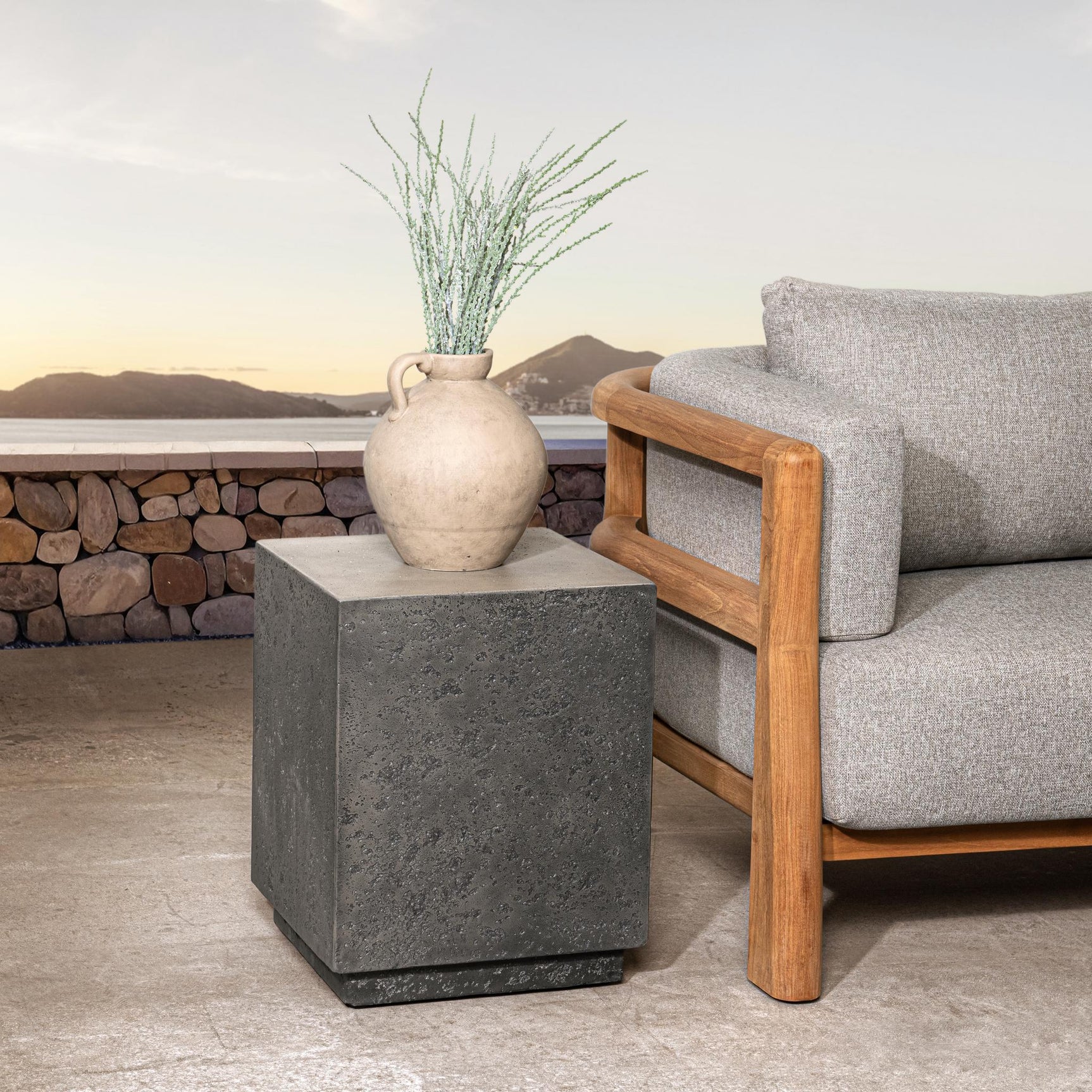 Marwin Dark Gray Outdoor End Table - Ornate Home