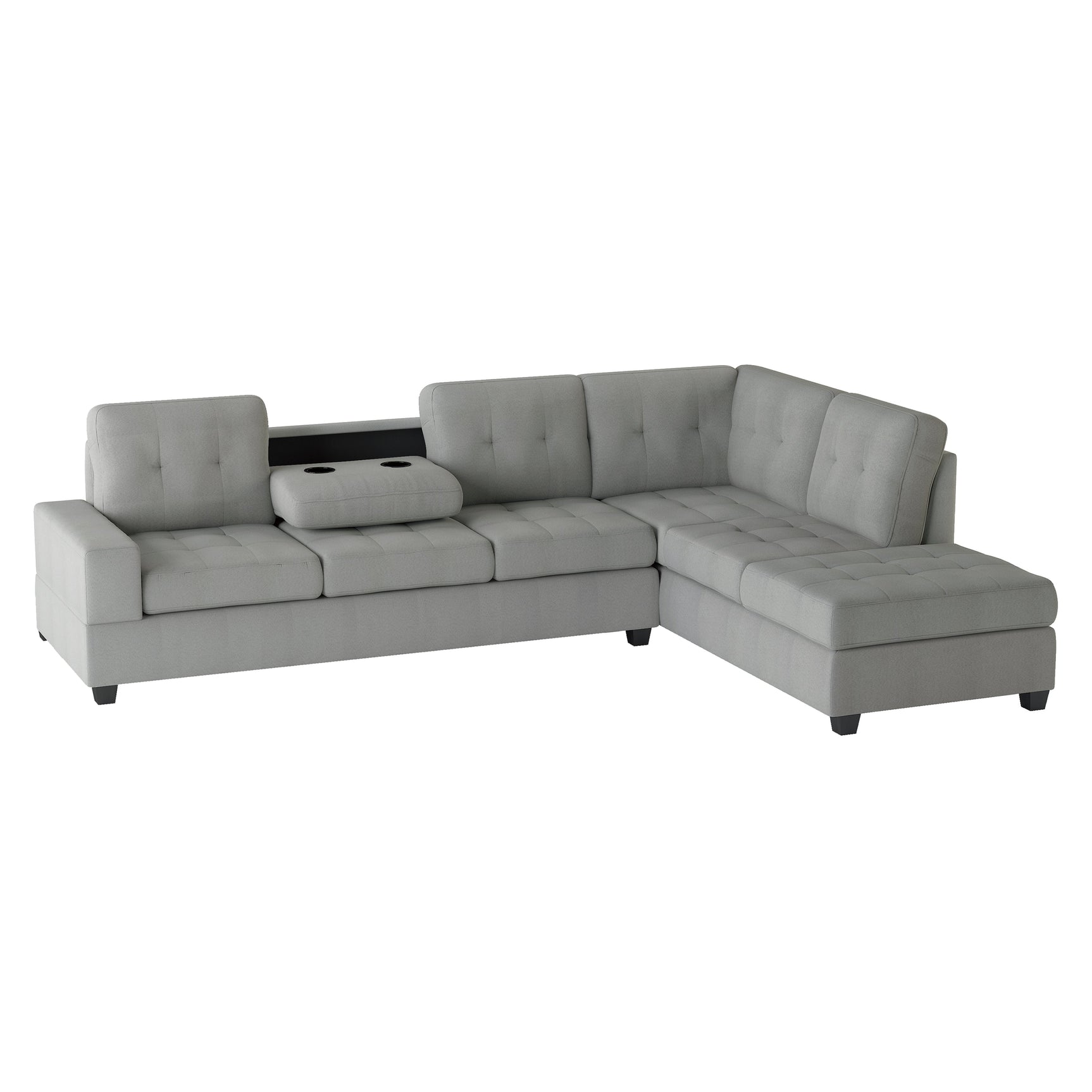 Maston Gray 3-Piece Reversible Sectionals & Storage Ottoman - Ornate Home