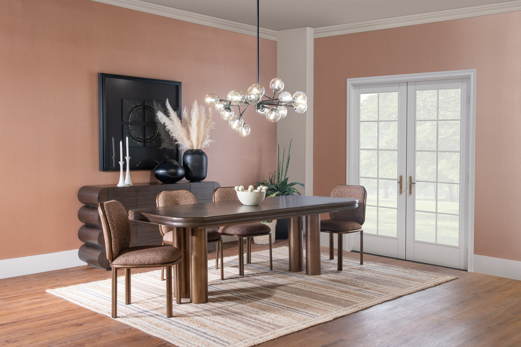 Mataranka Bistre/Brushed Golden Rectangular Dining Table - Ornate Home