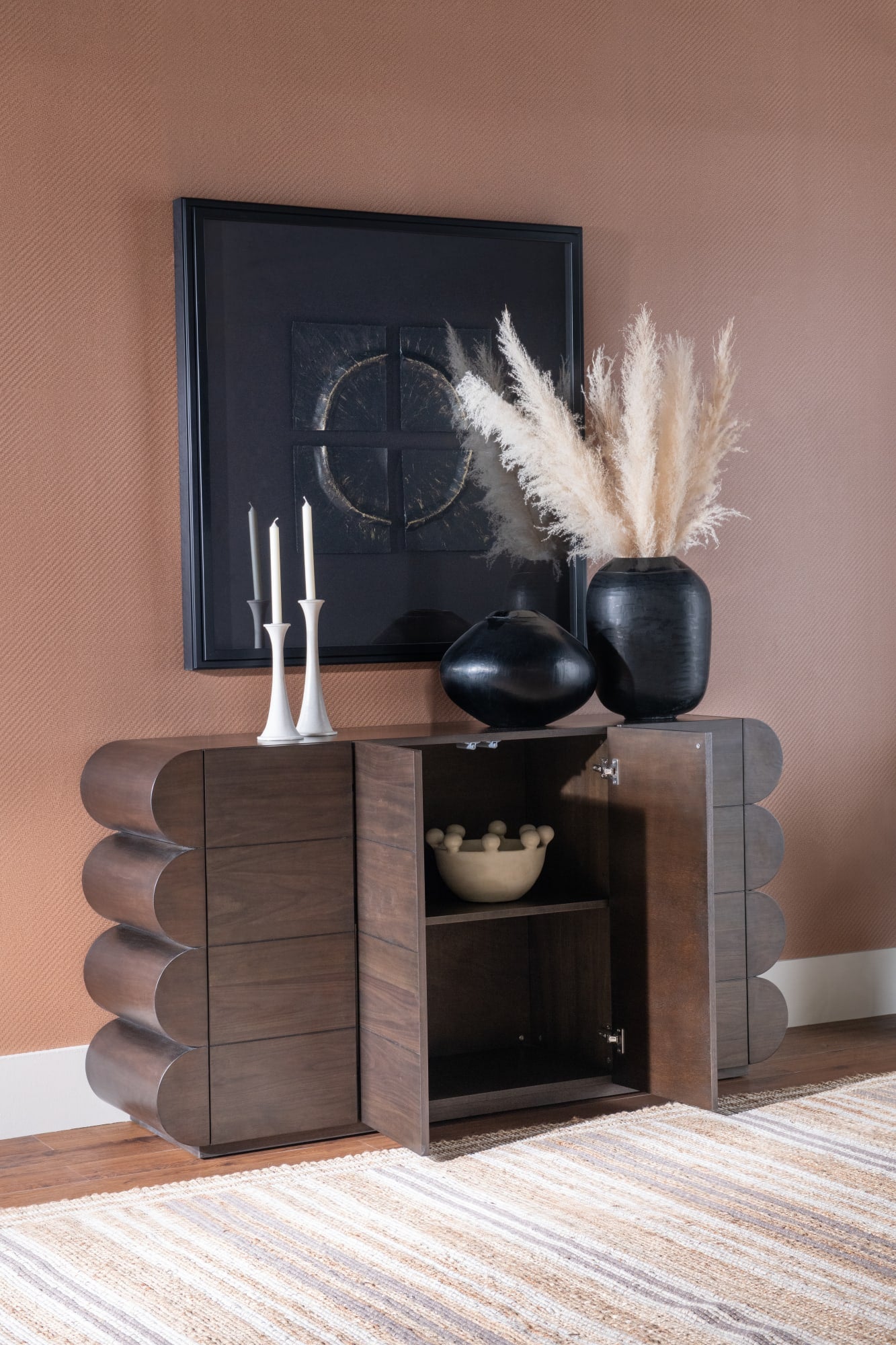 Mataranka Bistre Four Door Walnut Sideboard - Ornate Home