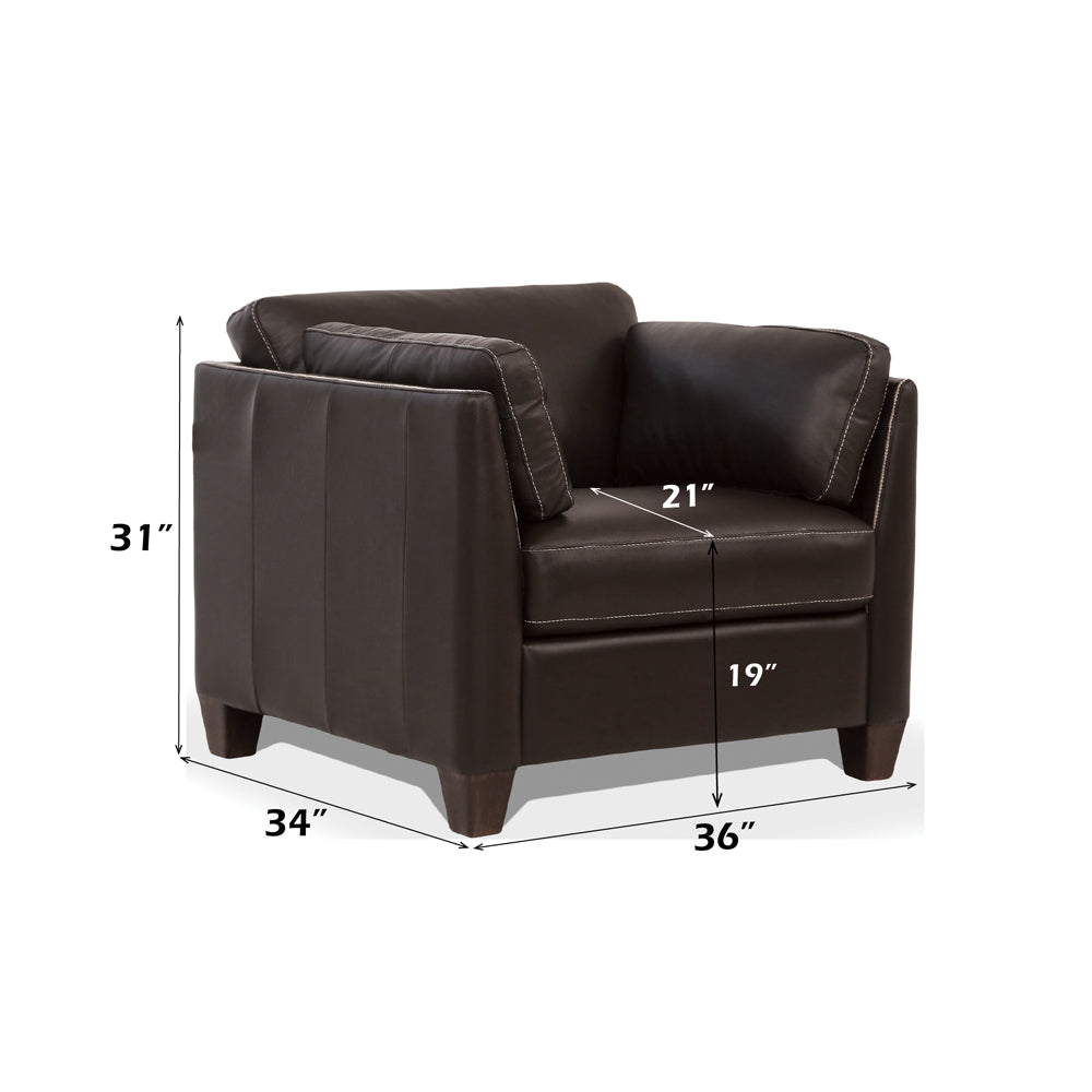 Matias Chocolate Leather Chair - Ornate Home