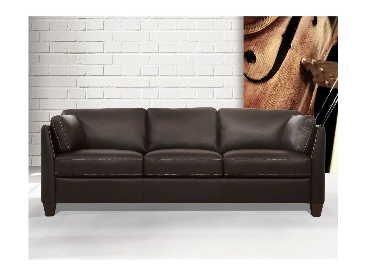 Matias Chocolate Leather Sofa - Ornate Home