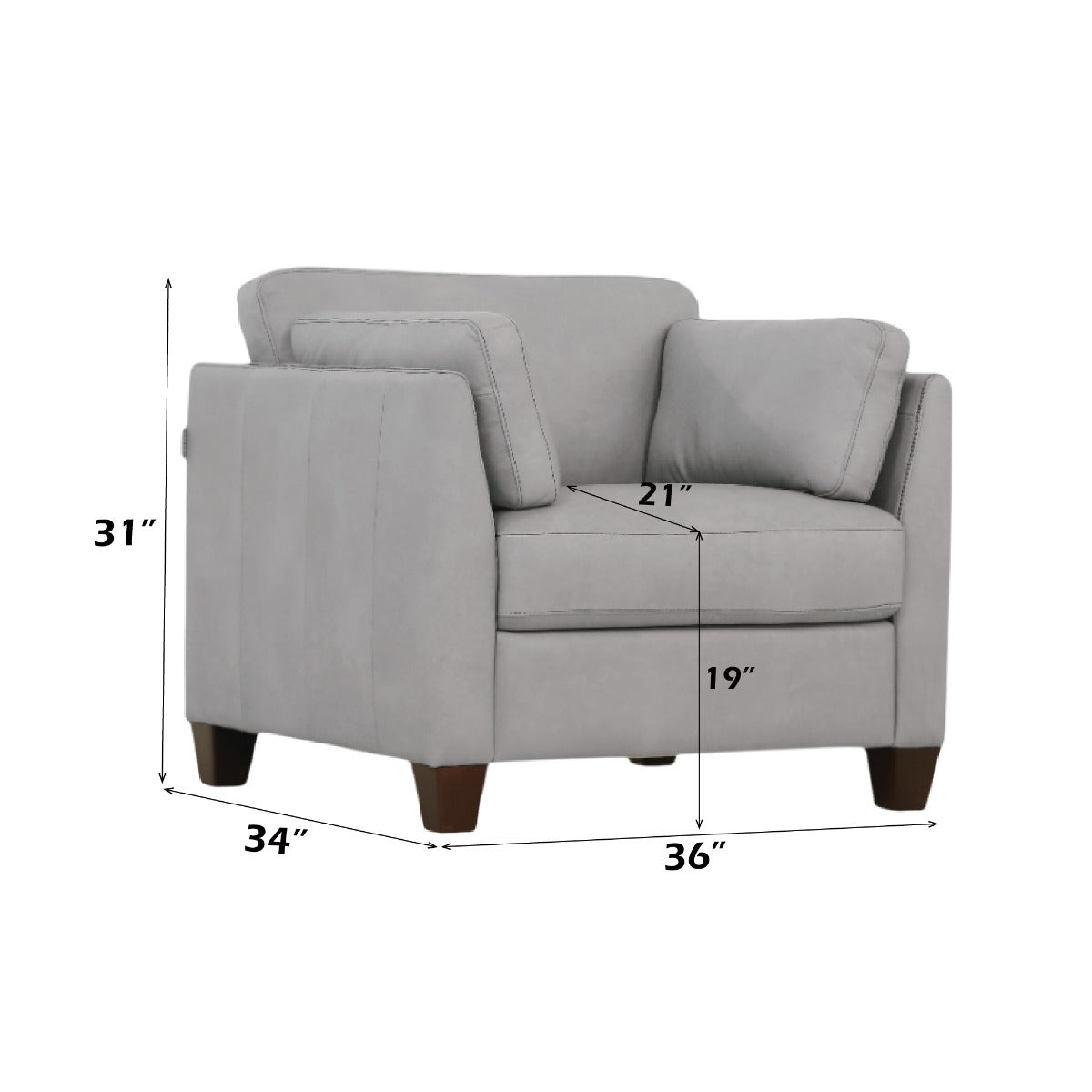 Matias Dusty White Leather Chair - Ornate Home