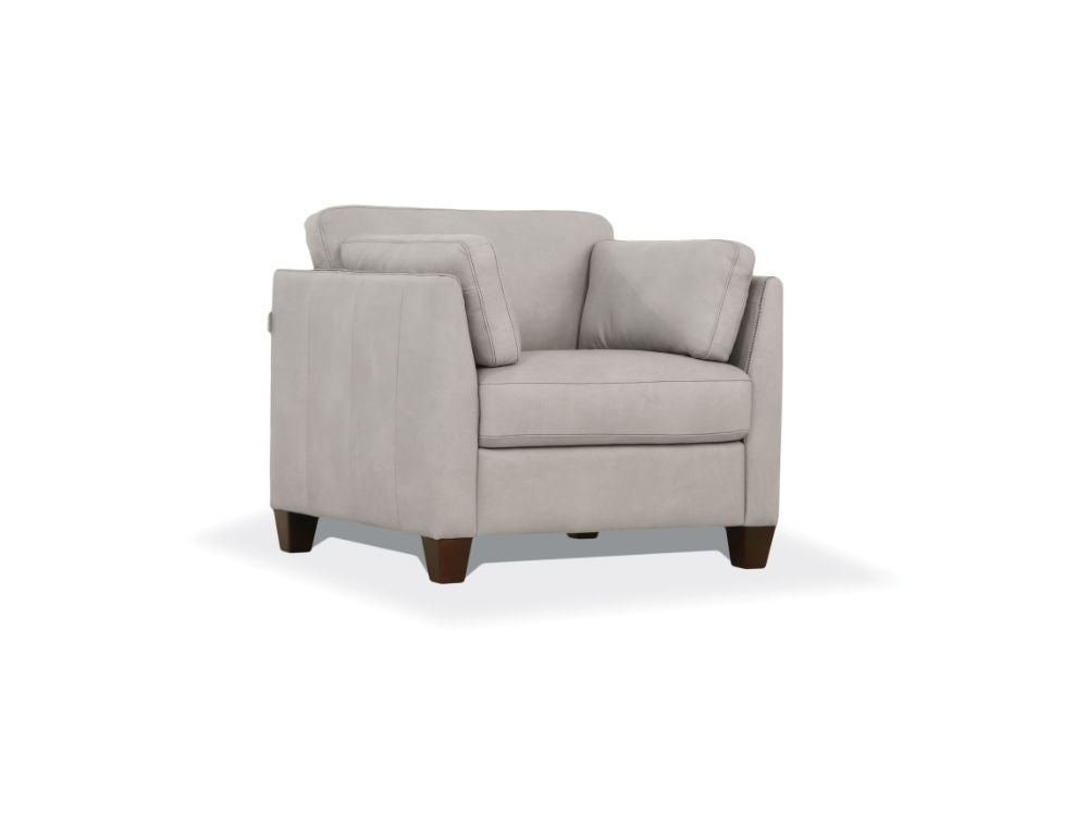 Matias Dusty White Leather Chair - Ornate Home