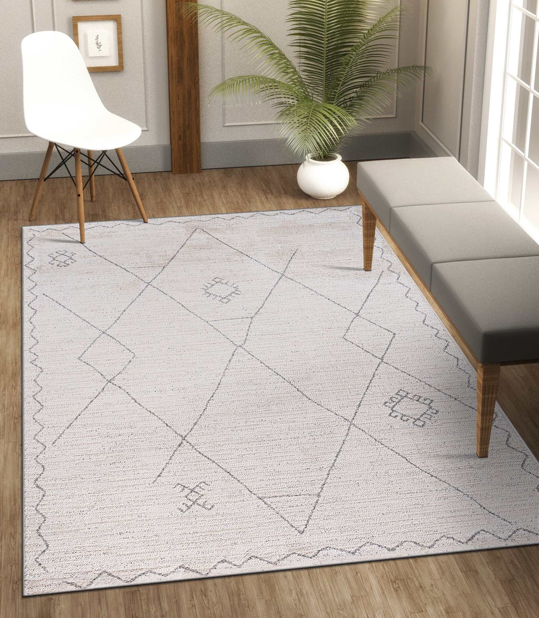 Matisse Woven Non-Slip Indoor Berber Diamond Area Rug - Ornate Home