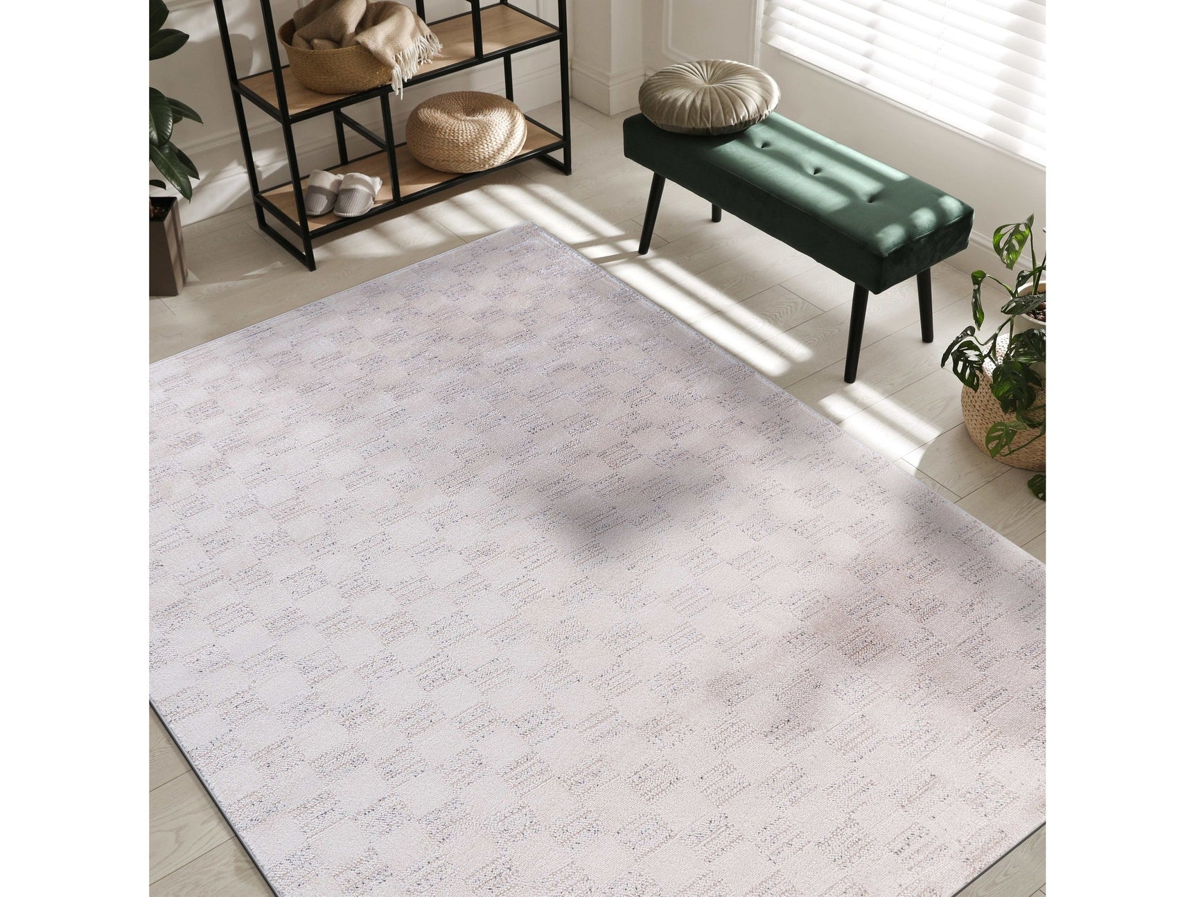 Matisse Woven Non-Slip Indoor Checkered Area Rug - Ornate Home