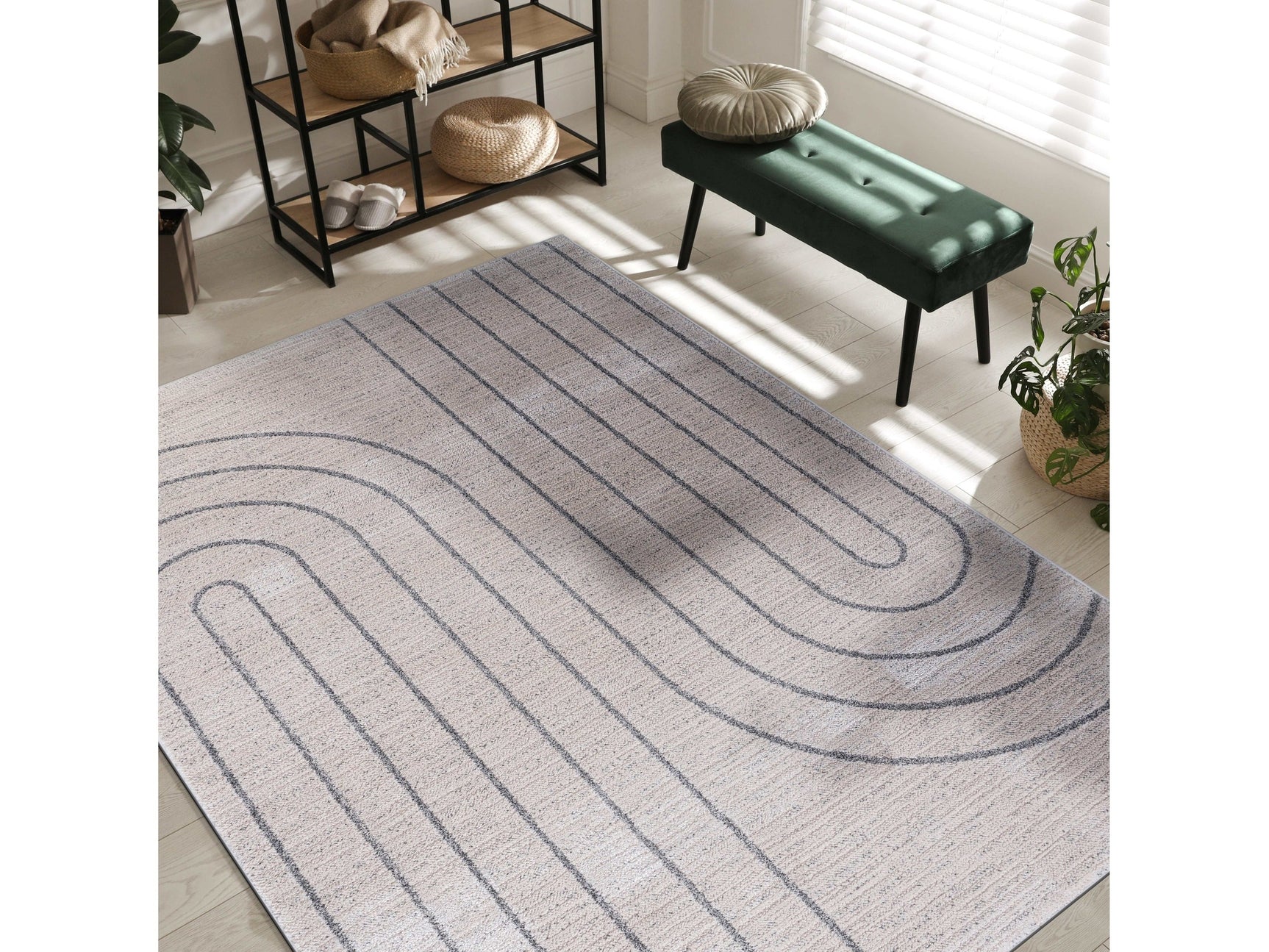 Matisse Woven Non-Slip Indoor Curve Line Area Rug - Ornate Home