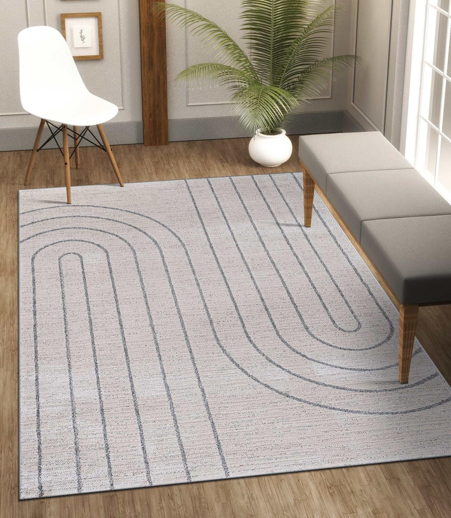 Matisse Woven Non-Slip Indoor Curve Line Area Rug - Ornate Home