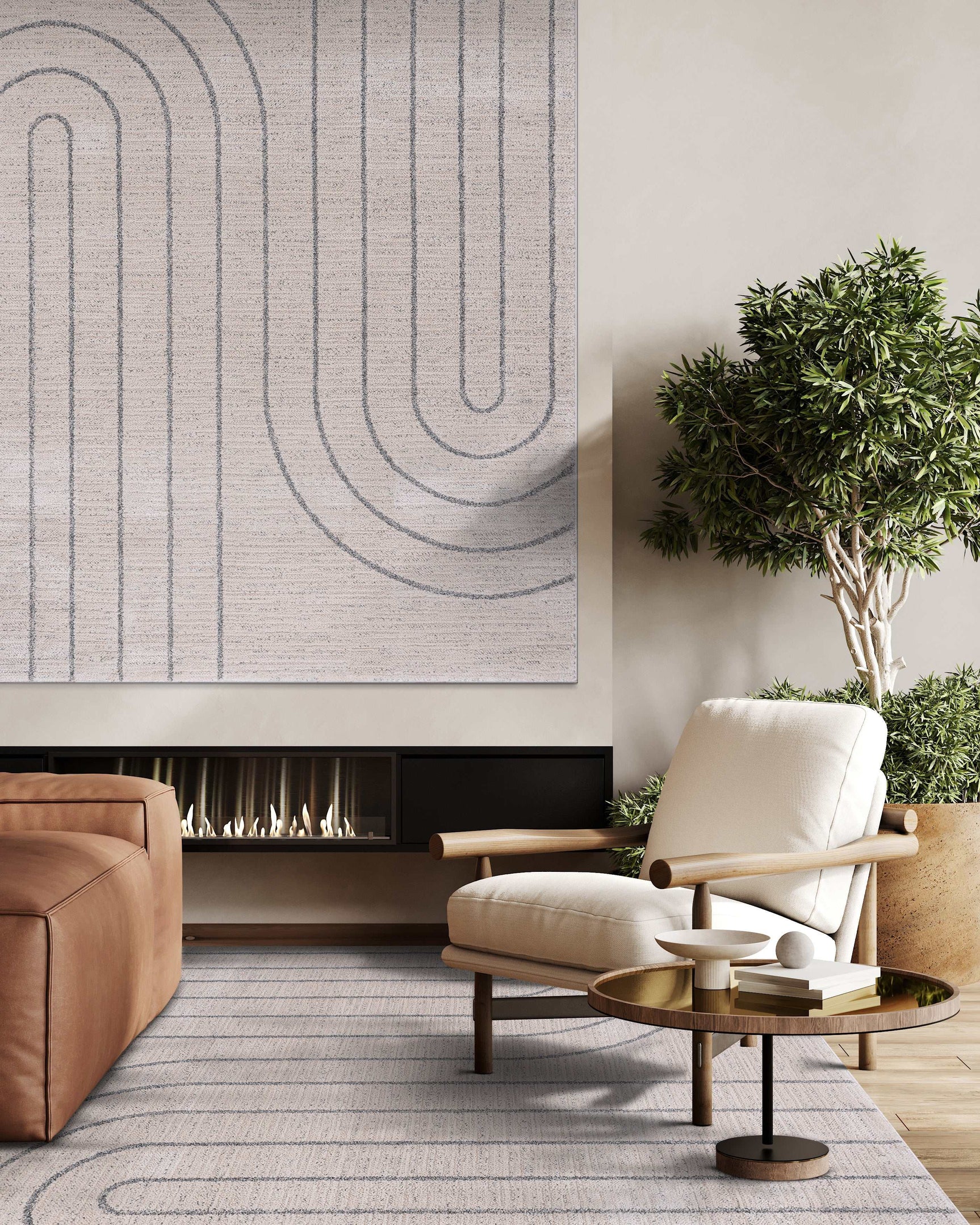 Matisse Woven Non-Slip Indoor Curve Line Area Rug - Ornate Home