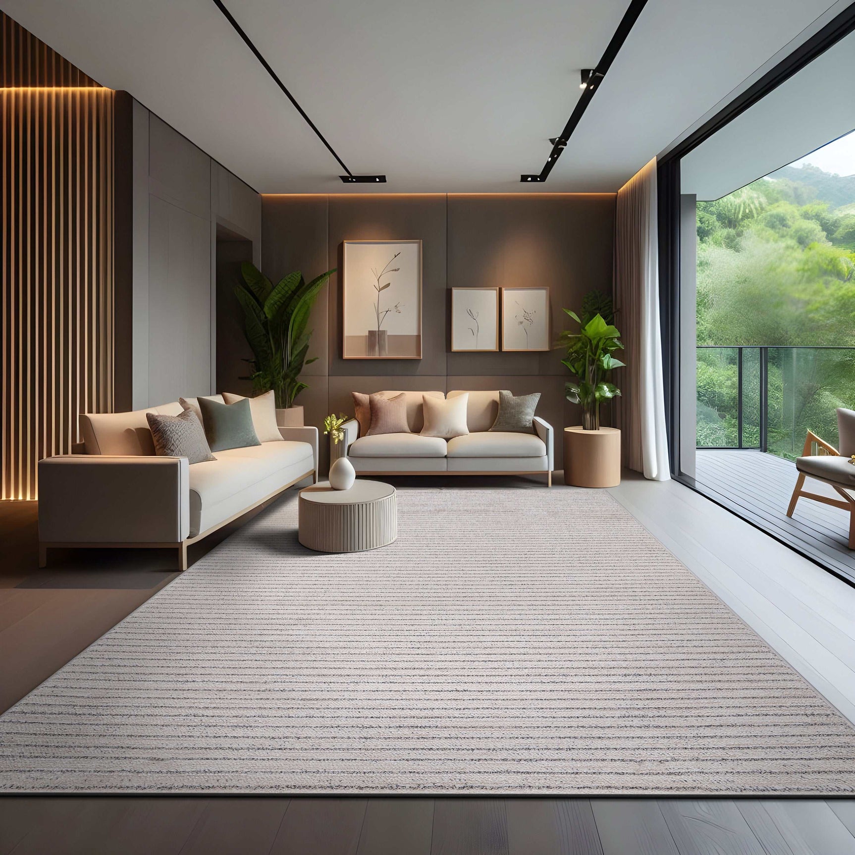 Matisse Woven Non-Slip Indoor Thin Stripe Area Rug - Ornate Home