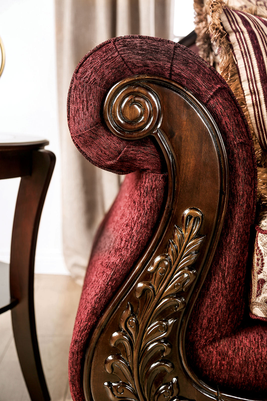 Matteo Burgundy/Brown Loveseat - Ornate Home