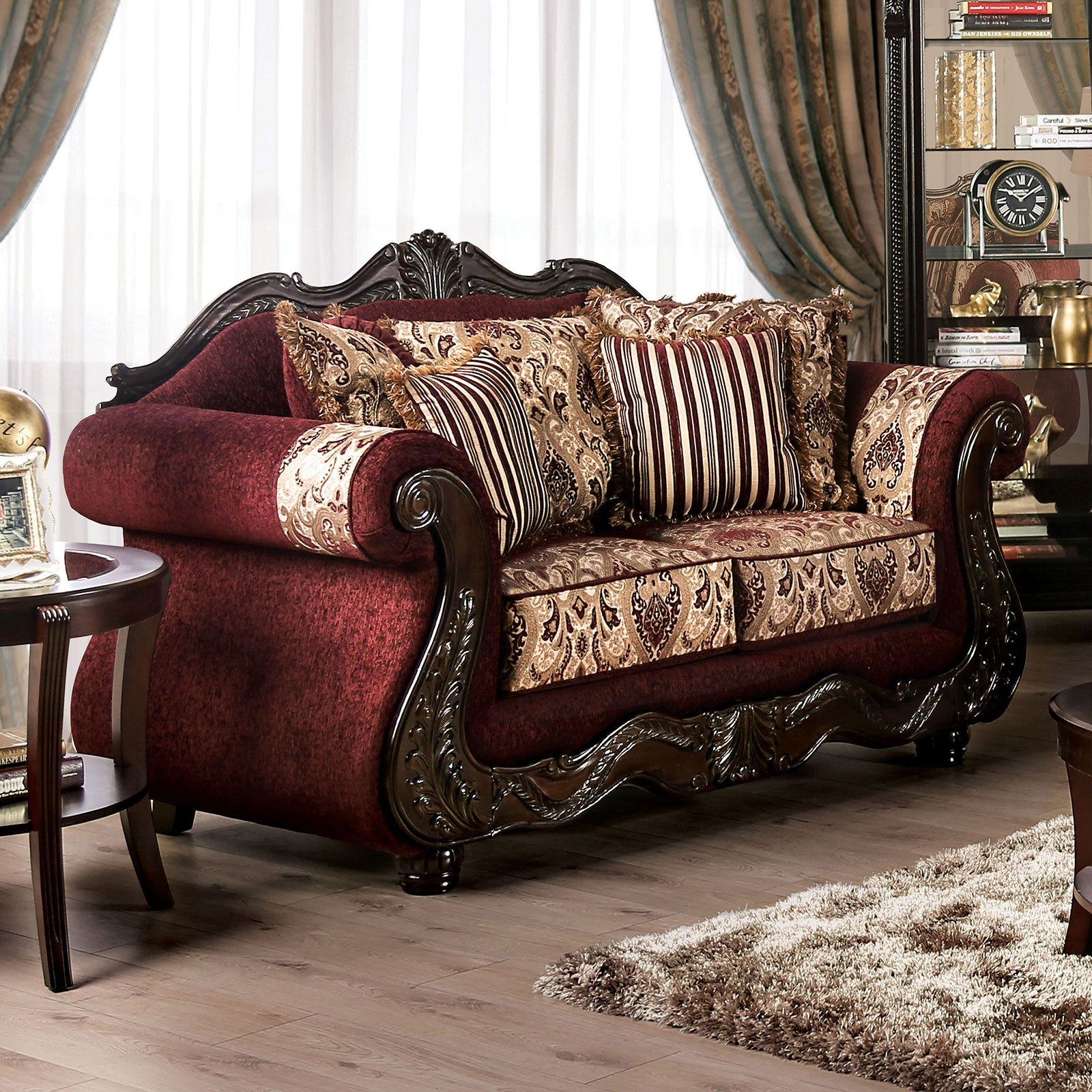 Matteo Burgundy/Brown Sofa & Loveseat - Ornate Home
