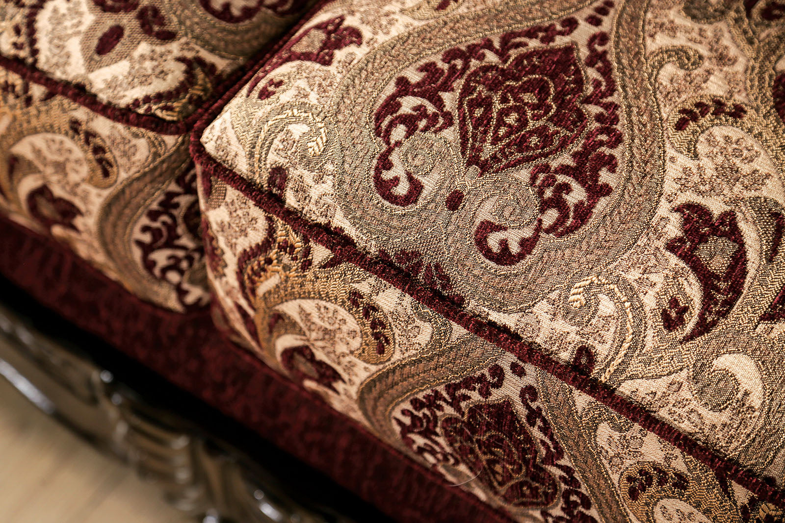 Matteo Burgundy/Brown Sofa - Ornate Home