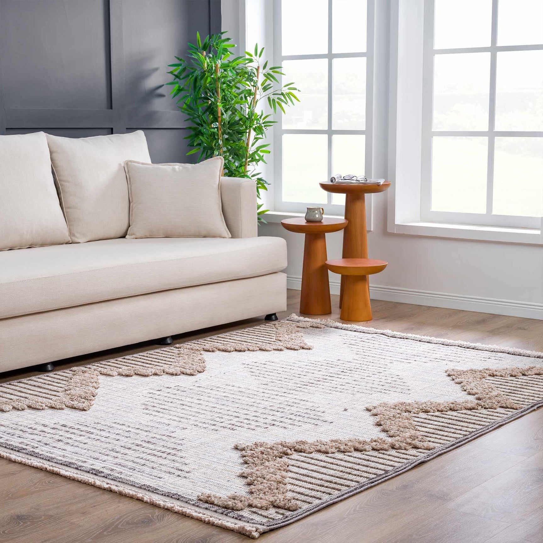 Maulawin Cream High-Low Area Rug - Ornate Home