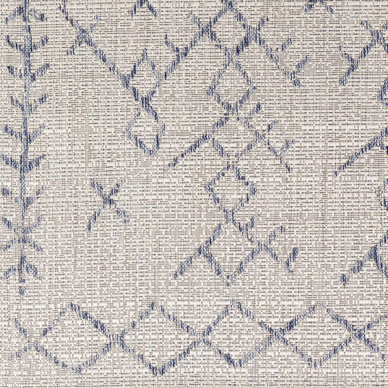 Maunawili Blue Detailed Gray Outdoor Rug - Clearance - Ornate Home