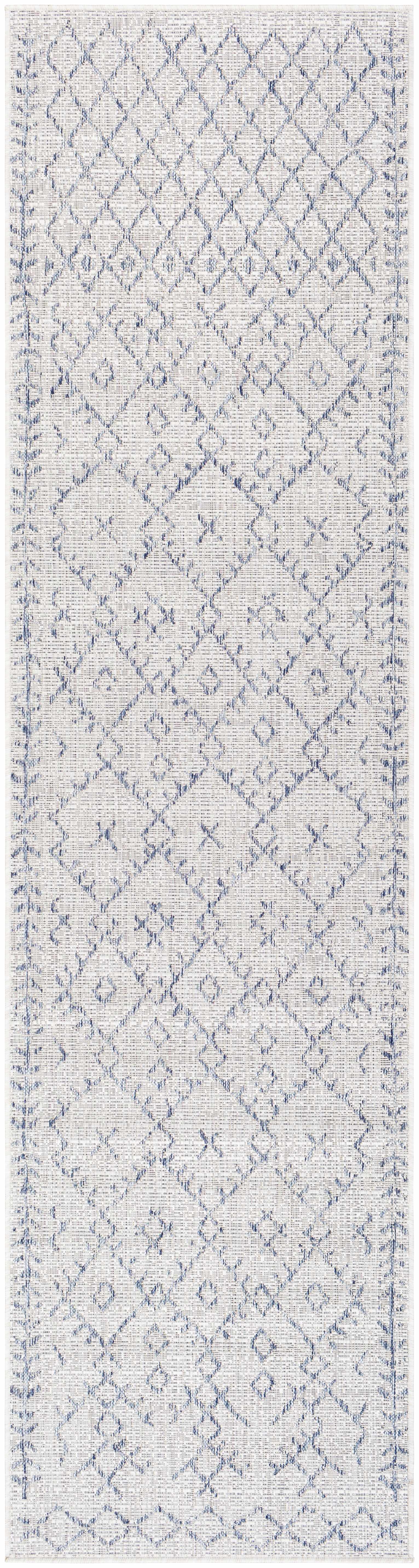 Maunawili Blue Detailed Gray Outdoor Rug - Clearance - Ornate Home
