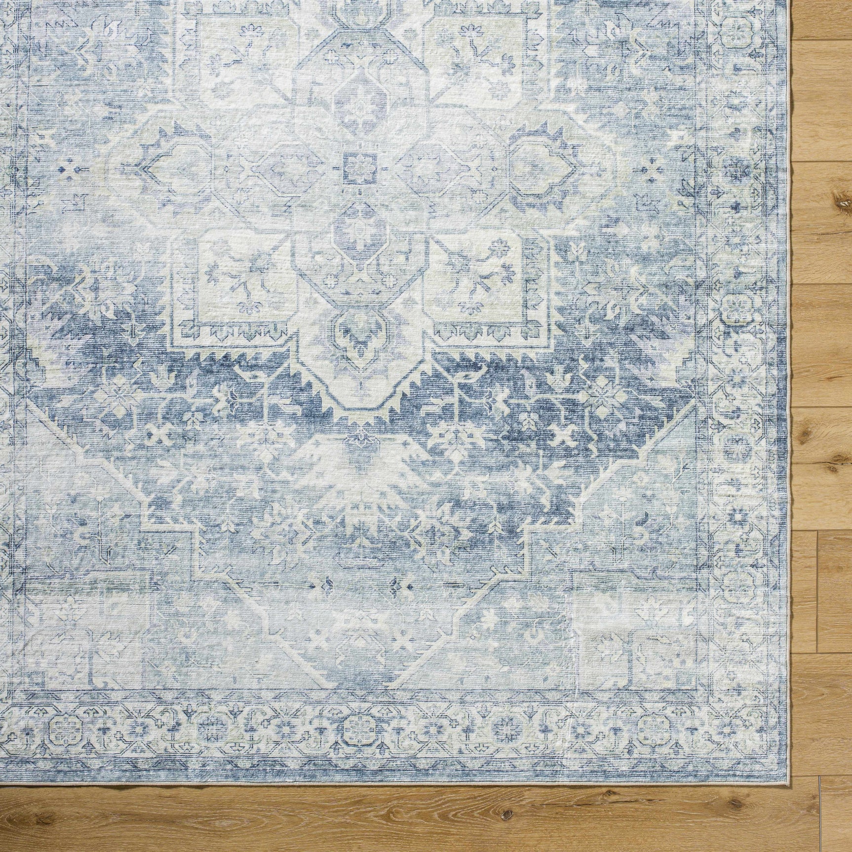 Mauro Navy Medallion Washable Area Rug - Clearance - Ornate Home