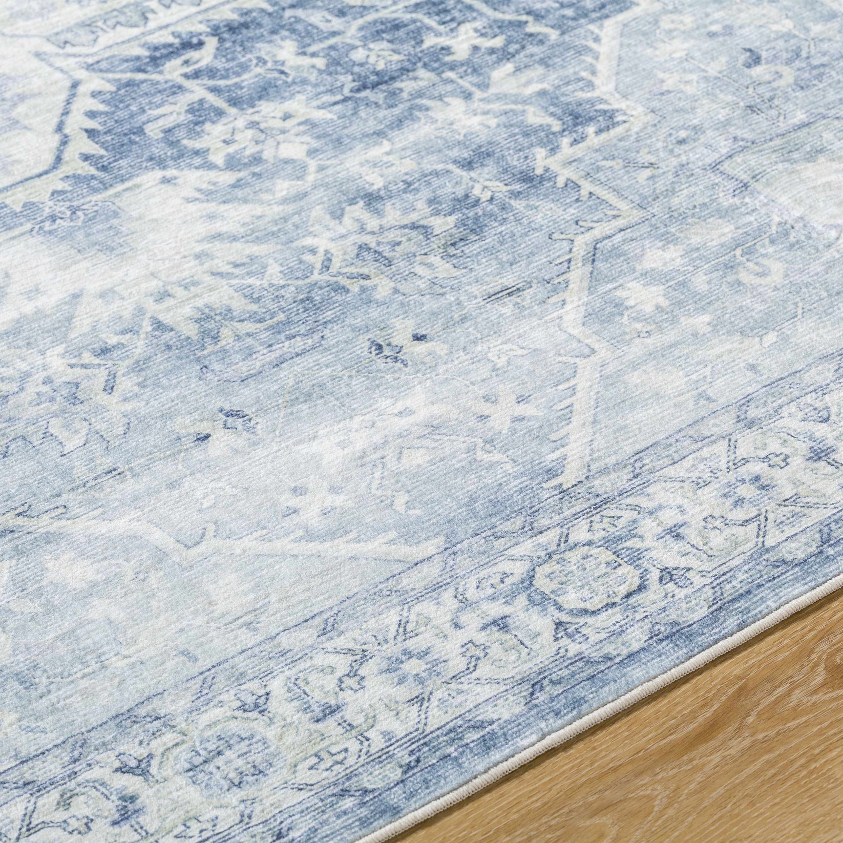 Mauro Navy Medallion Washable Area Rug - Clearance - Ornate Home