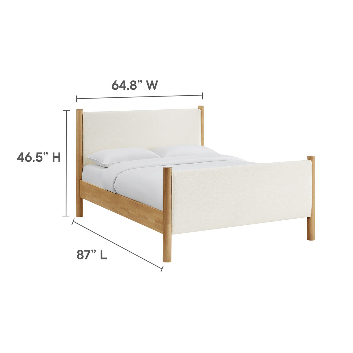Maven Feather Oak Queen Size Boucle Upholstered Platform Bed - Ornate Home