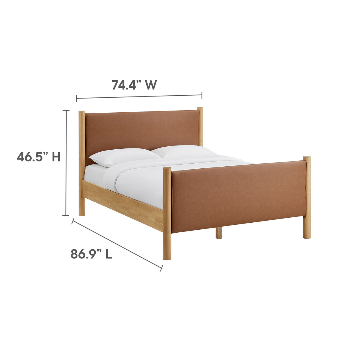 Maven Tan/Oak King Size Vegan Leather Upholstered Platform Bed - Ornate Home