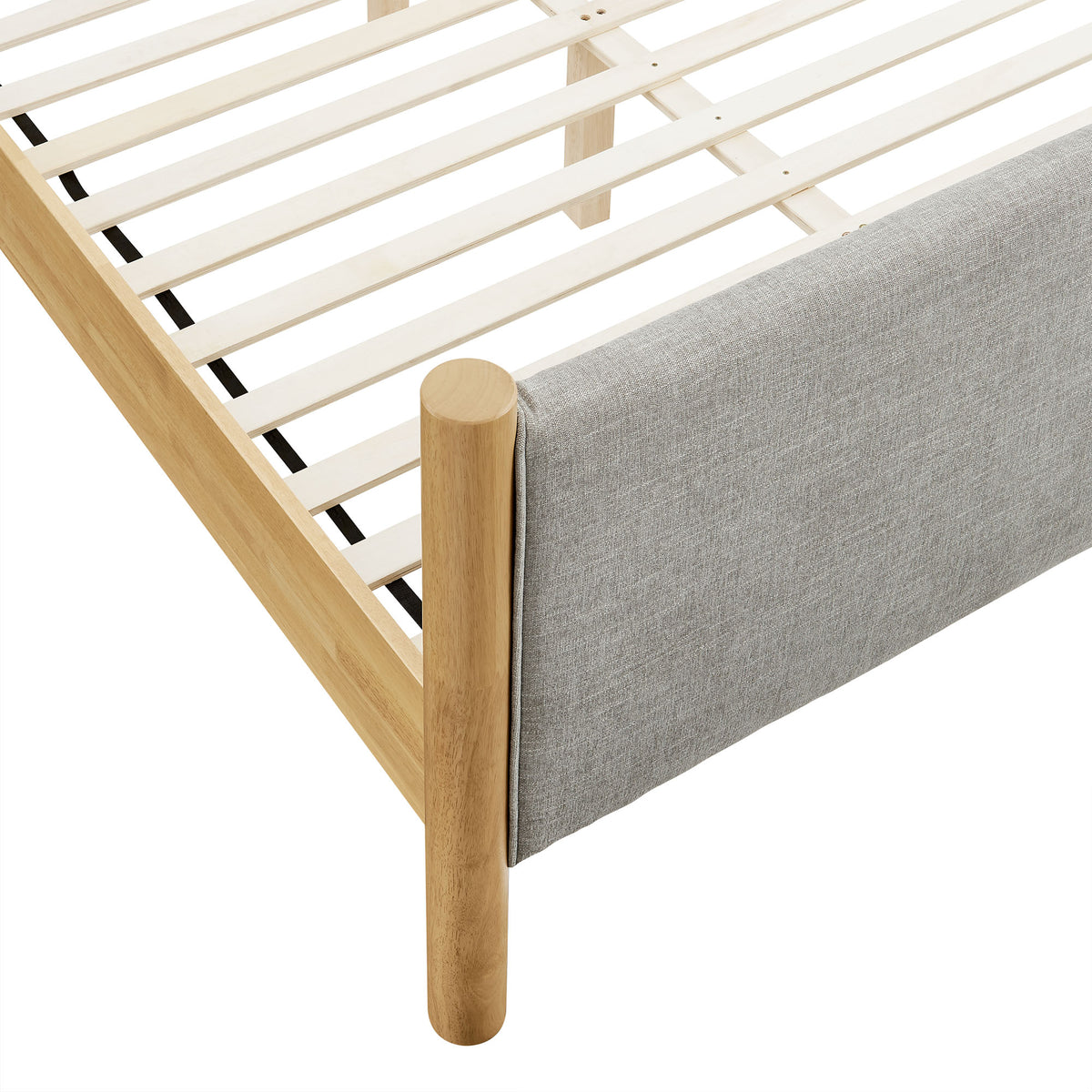 Maven Wheat/Oak King Size Fabric Upholstered Platform Bed - Ornate Home