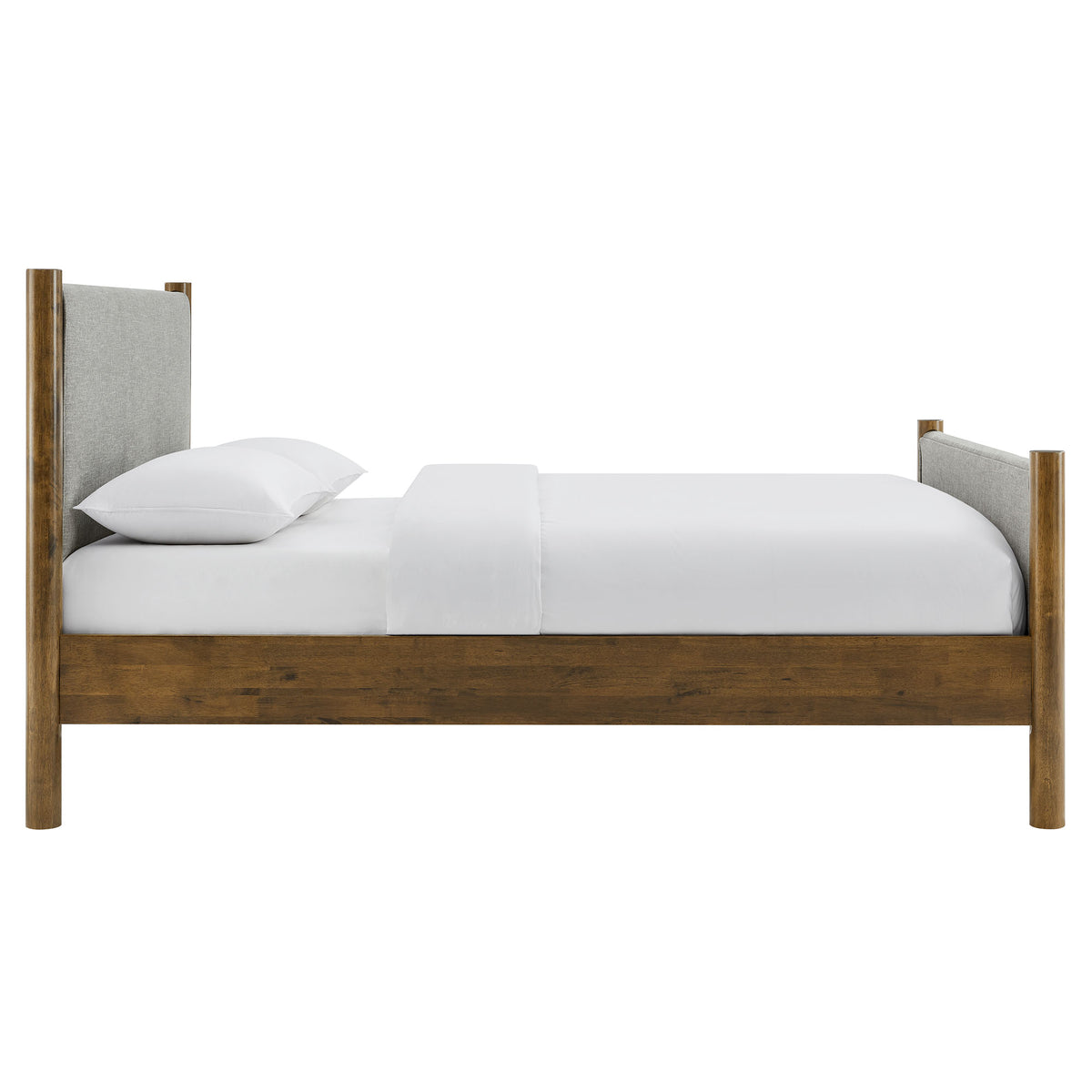 Maven Wheat/Walnut Queen Size Fabric Upholstered Platform Bed - Ornate Home