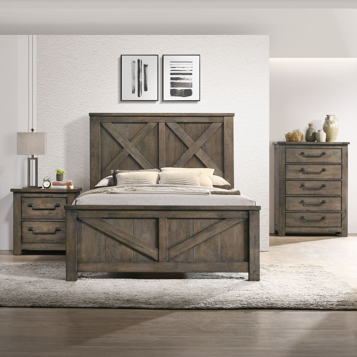 Maverick Antique Grey 3-Piece Queen Panel Bedroom Set - Ornate Home