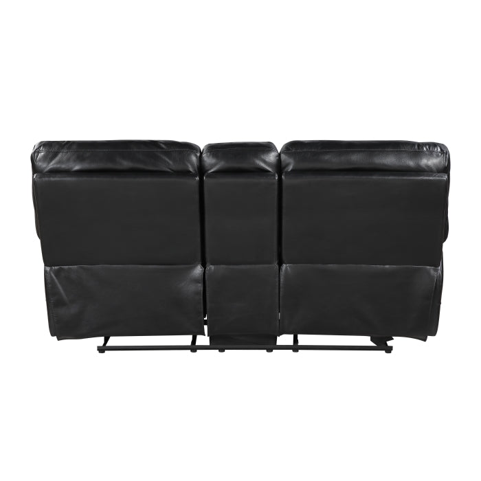 Maverick Black Double Reclining Loveseat With Center Console - Ornate Home