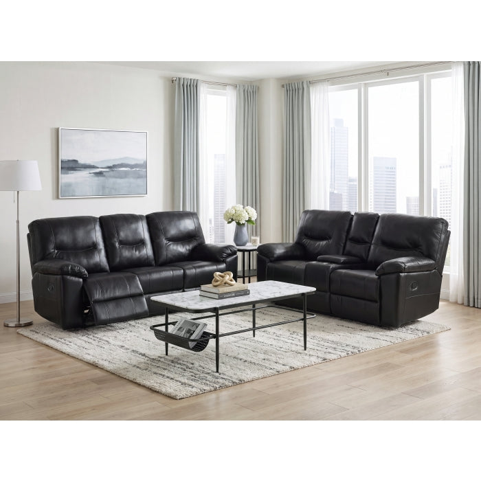 Maverick Black Double Reclining Loveseat With Center Console - Ornate Home