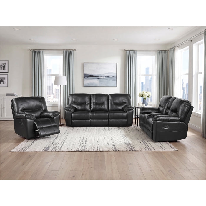 Maverick Black Double Reclining Loveseat With Center Console - Ornate Home