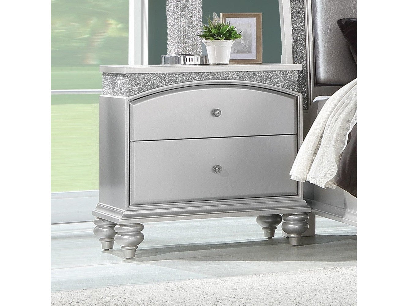 Maverick Platinum Nightstand - Ornate Home