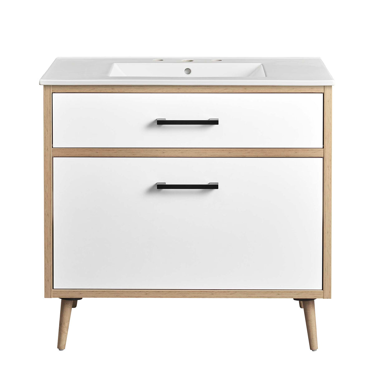 Maverick White/Oak 36" Bathroom Vanity - Ornate Home