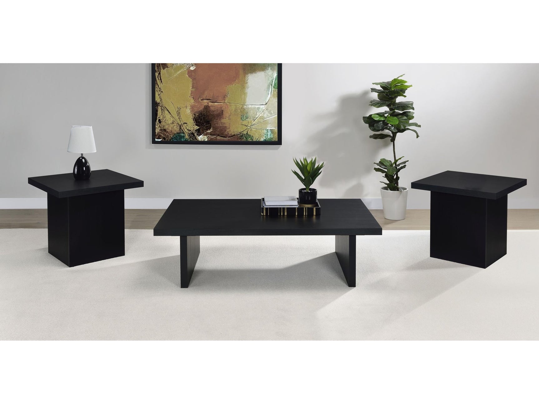 Max Black 3-piece Rectangular Coffee and End Table Set - Ornate Home