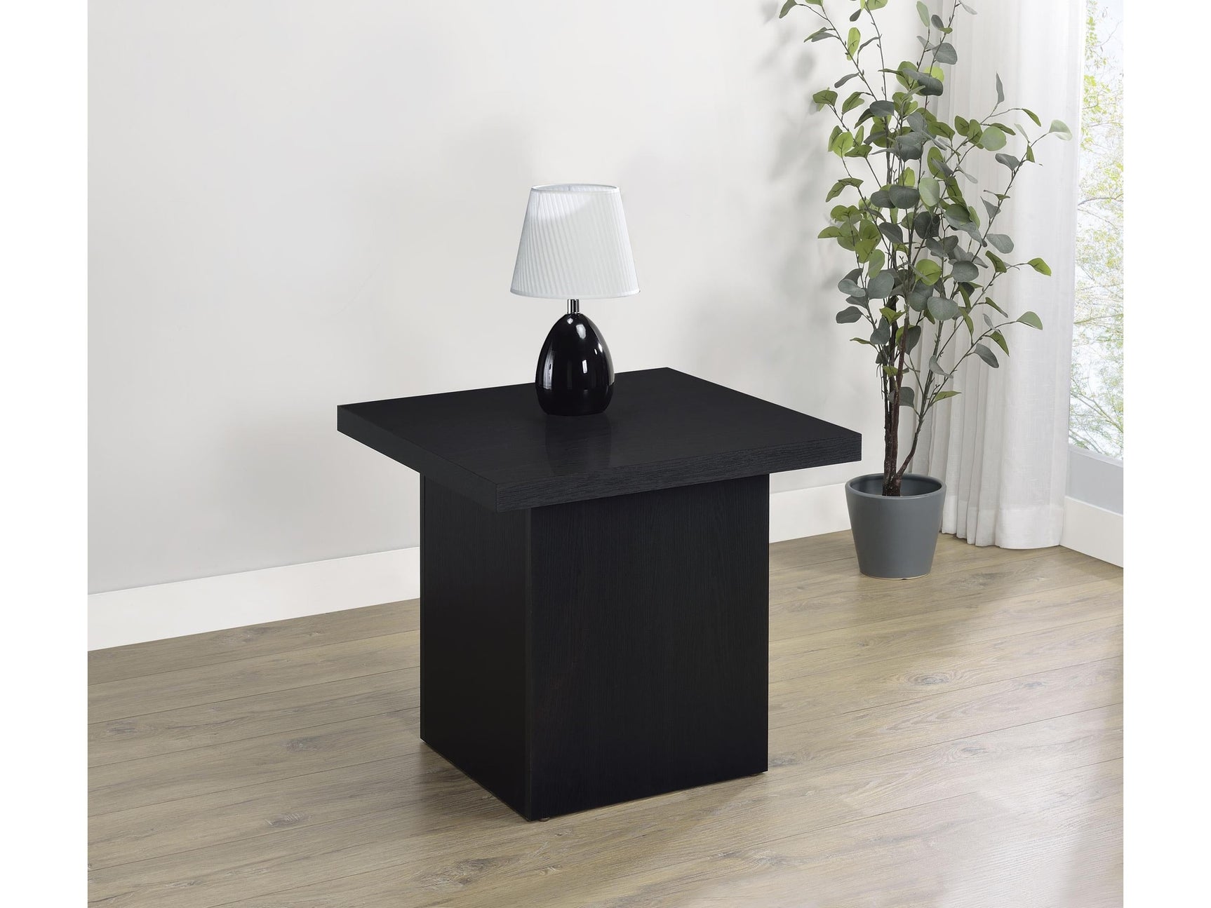 Max Black Square Engineered Laminate End Side Table - Ornate Home