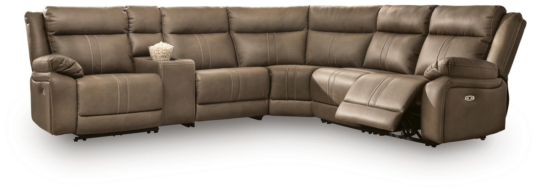 Max-Momentum Biscotti 6-Piece Power Reclining Sectional w/ Audio Console - Ornate Home