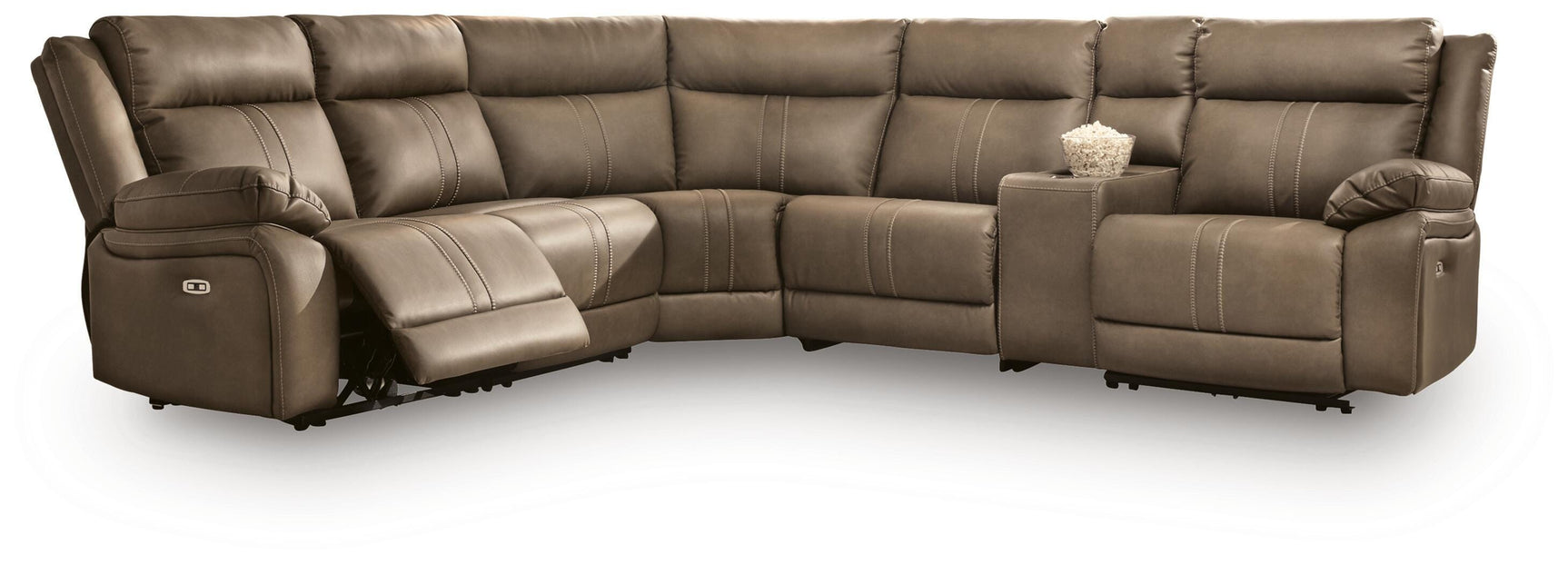 Max-Momentum Biscotti 6-Piece Power Reclining Sectional w/ Audio Console - Ornate Home